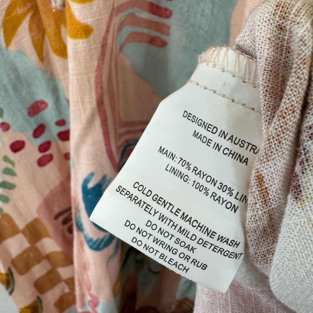 Anthropologie Paper Heart Large Fryit Fruit Maxi Dress Linen Blend Womens READ - Picture 4 of 14